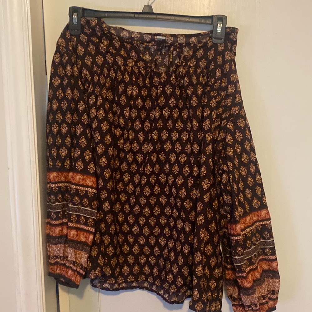 Old Navy Brown Floral Notch Neck  Top size XL